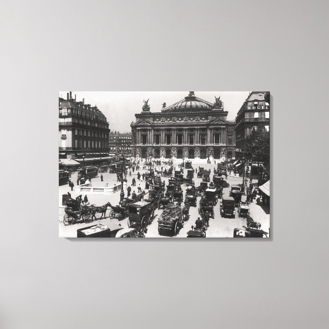 Traffic in front of the Paris Opera House Canvas Print (Front)