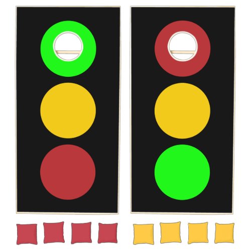 Traffic Light Ahead Caution Road Sign  Cornhole Set