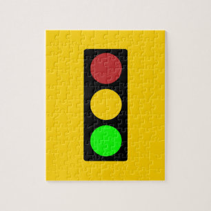 Traffic Light Ahead Caution Road Sign  Jigsaw Puzzle