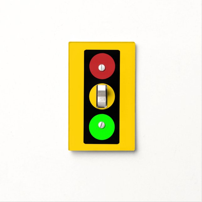 Traffic Light Ahead Caution Road Sign Light Switch Cover (In Situ)