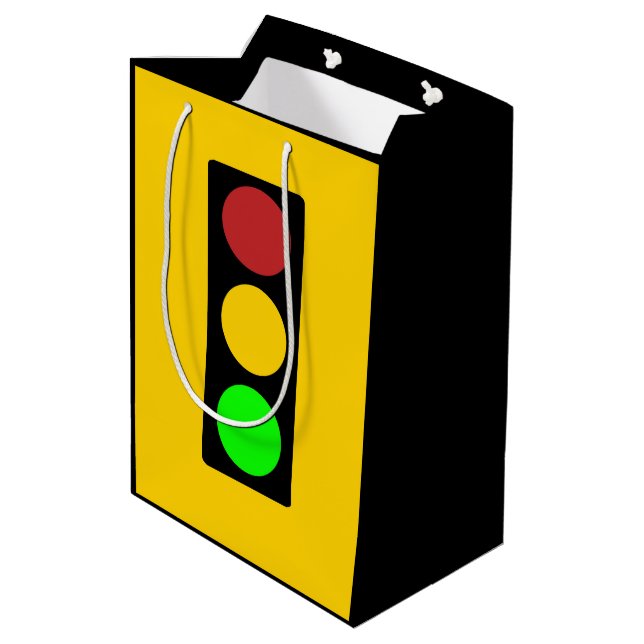 Traffic Light Ahead Caution Road Sign  Medium Gift Bag (Back Angled)