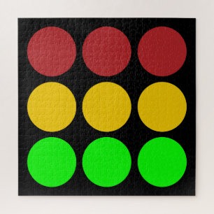 Traffic Light Ahead Caution Road Sign Pattern  Jigsaw Puzzle