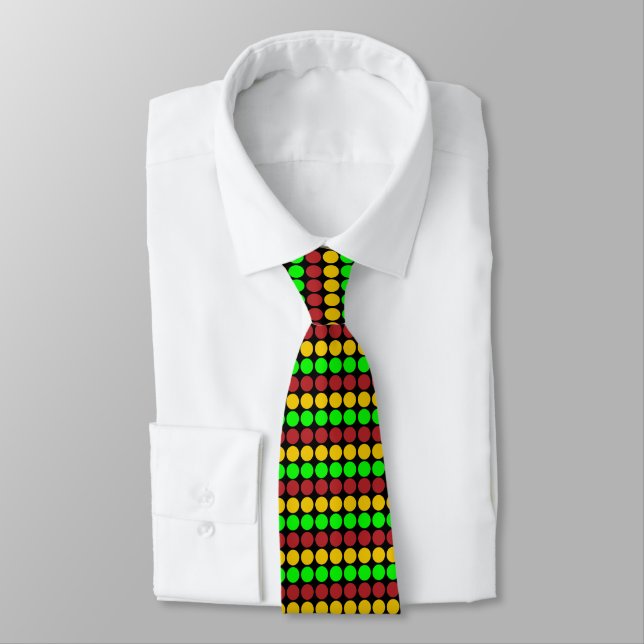 Traffic Light Ahead Caution Road Sign Pattern  Neck Tie (Tied)