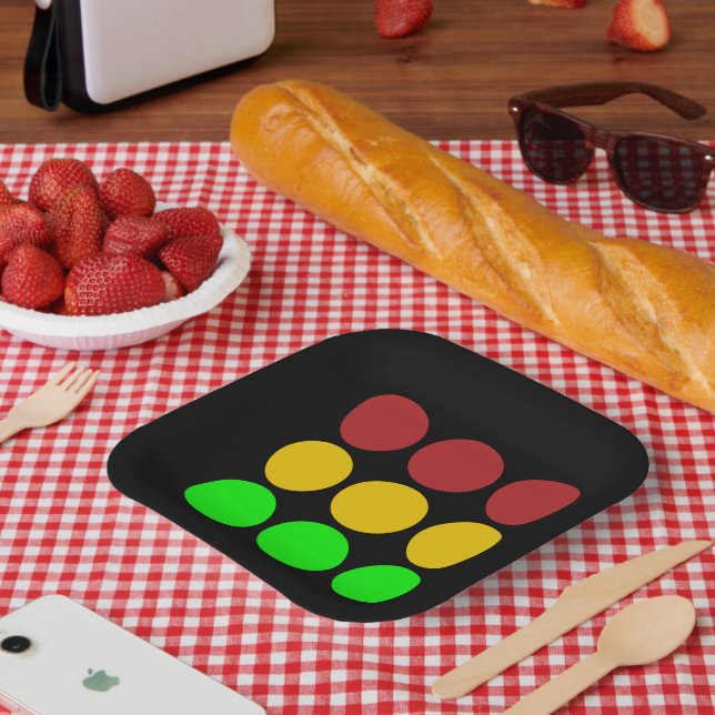 Traffic Light Ahead Caution Sign Pattern  Paper Plates (Picnic)