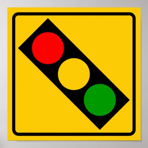 Traffic Light Ahead Highway Sign