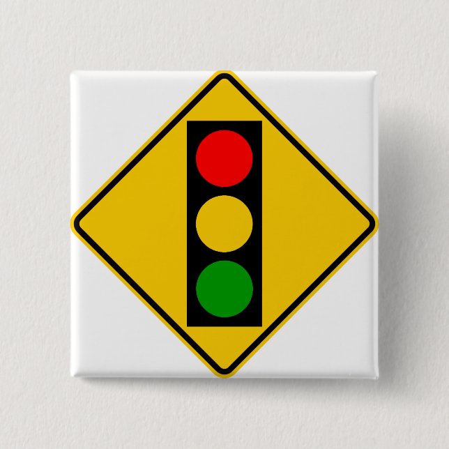 Traffic Light Ahead Highway Sign Button (Front)