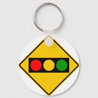 Traffic Light Ahead Highway Sign Keychain