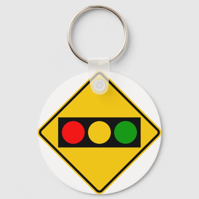 Traffic Light Ahead Highway Sign Keychain (Front)