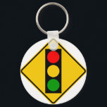 Traffic Light Ahead Highway Sign Keychain<br><div class="desc">International style road and highway warning sign advising of an upcoming traffic light.</div>