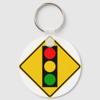 Traffic Light Ahead Highway Sign Keychain