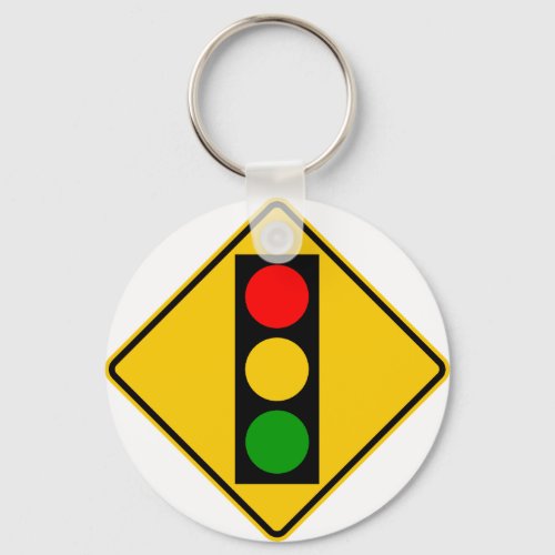 Traffic Light Ahead Highway Sign Keychain
