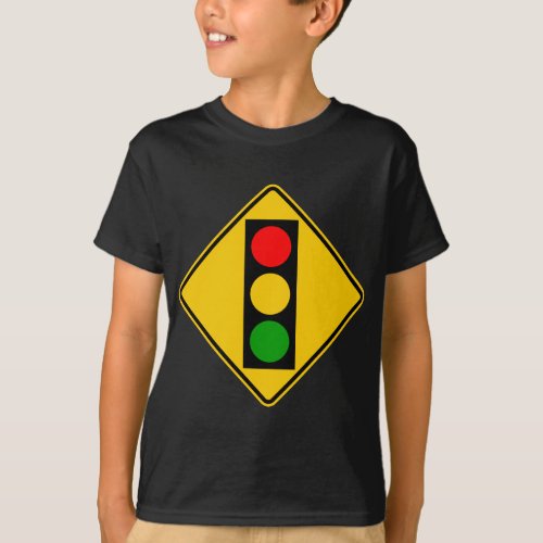 Traffic Light Ahead Highway Sign T_Shirt