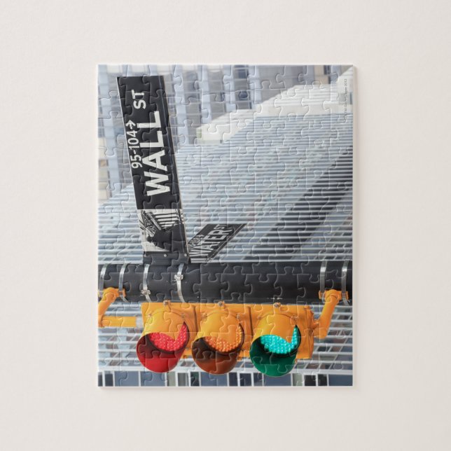 Traffic Light and Wall Street Sign Jigsaw Puzzle (Vertical)