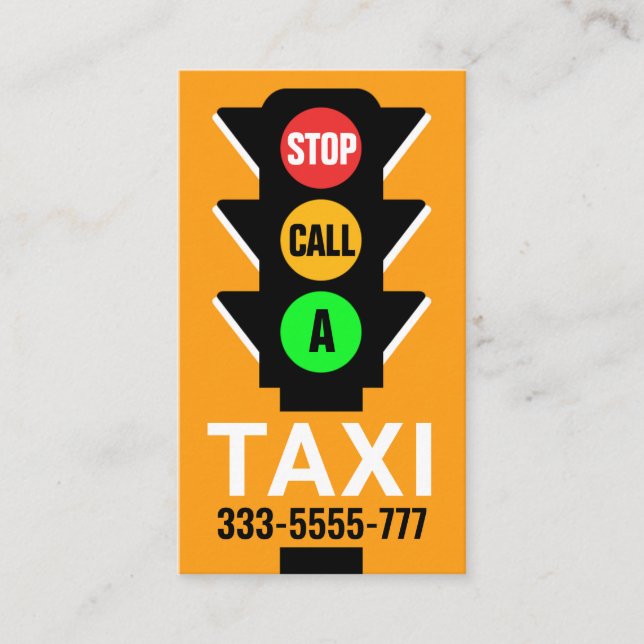 Traffic Light Calling Taxi Ride Business Card (Front)