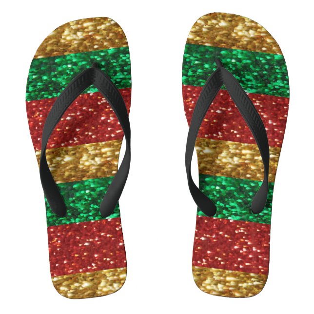 Traffic Light Glitter Flip Flops (Footbed)