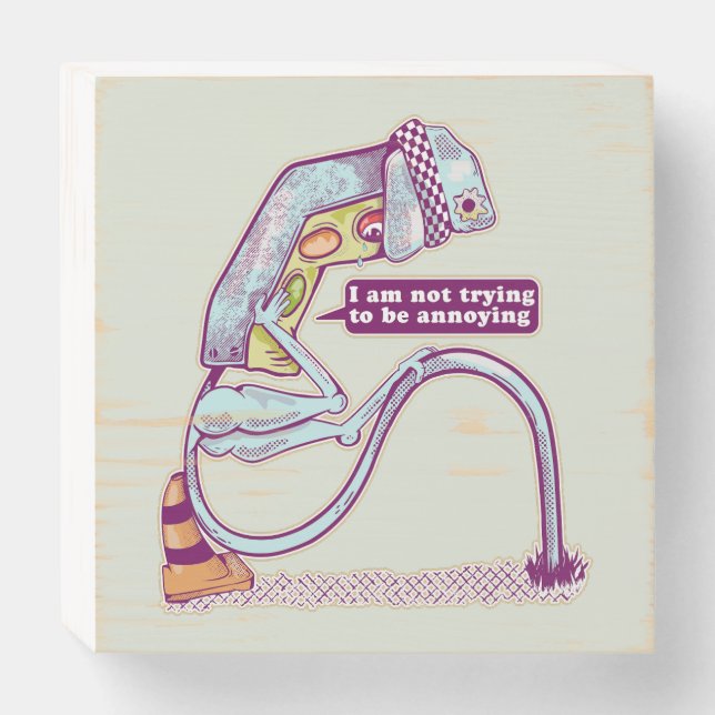 Traffic light looking sad wooden box sign (Front Horizontal)