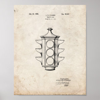 Traffic Light Patent - Old Look Poster