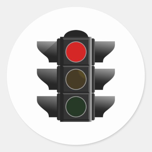 traffic light red classic round sticker
