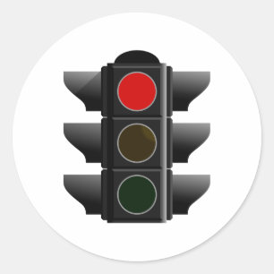 traffic light red classic round sticker