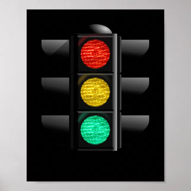 Traffic light Red Yellow Green Poster | Zazzle