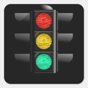 Traffic light Red Yellow Green Square Sticker