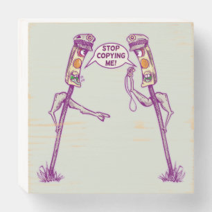 Traffic lights arguing wooden box sign