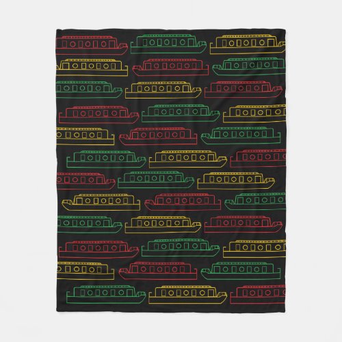 Traffic Lights Barges Canal Boats Pattern Fleece Blanket