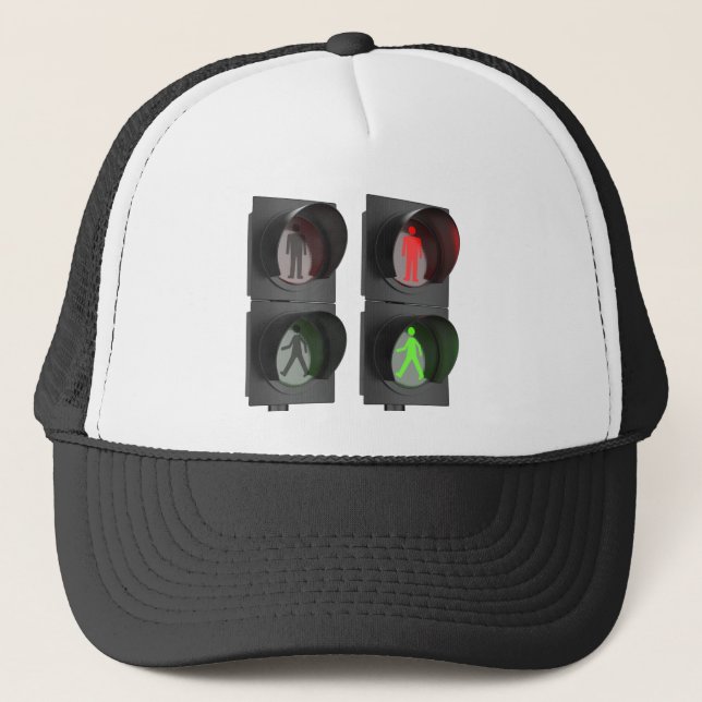 Traffic lights for pedestrians trucker hat (Front)