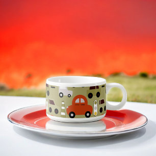 Traffic Lights Orange Cars Pattern Bowl