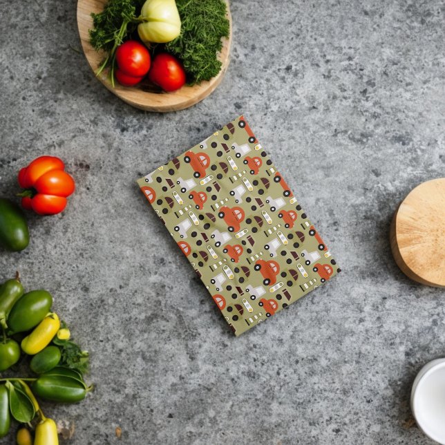 Traffic Lights Orange Cars Pattern Kitchen Towel (Kitchen Towel)