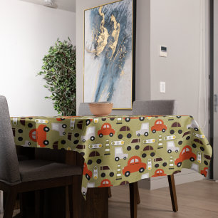 Traffic Lights Orange Cars Pattern Tablecloth