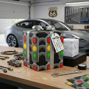 Traffic Lights Red Yellow Green Signal Wrapping Paper