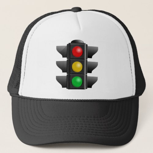 TRAFFIC LIGHTS RED YELLOW GREEN SIGNS DIRECTION TRUCKER HAT