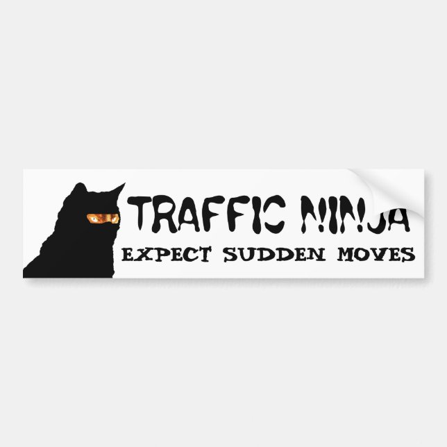 Traffic Ninja Cat Expect Sudden Moves Bumper Sticker (Front)