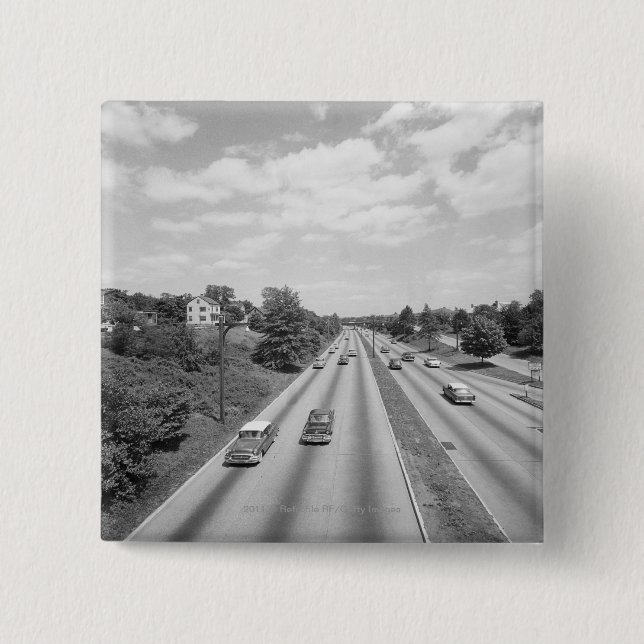 Traffic on highway pinback button (Front)