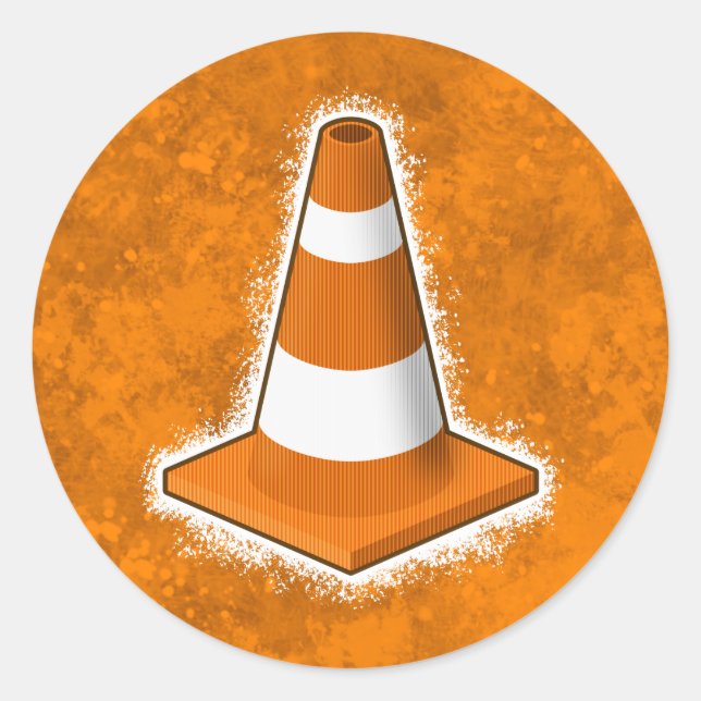 Traffic Safety Cone Splatter Classic Round Sticker (Front)