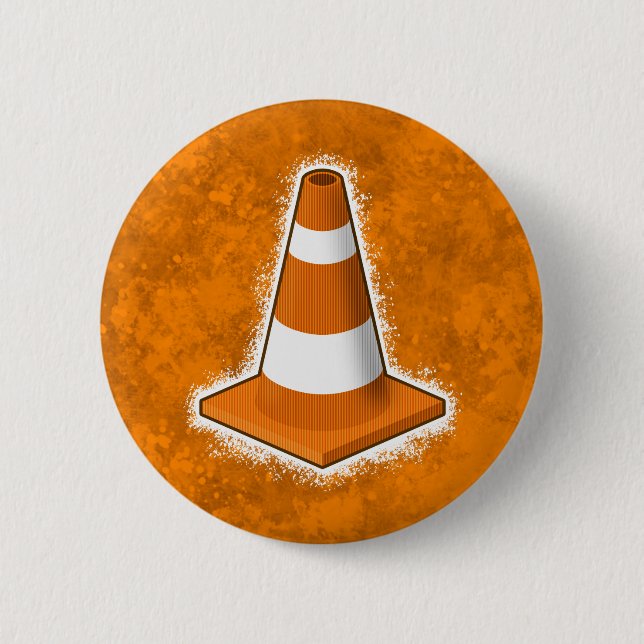 Traffic Safety Cone Splatter Pinback Button (Front)