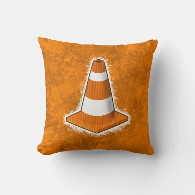 Traffic Safety Cone Splatter Throw Pillow (Front)