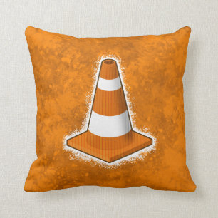Traffic Safety Cone Splatter Throw Pillow