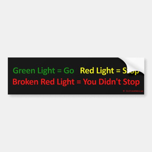 Traffic Signal Red Light Green Light Bumper Sticker