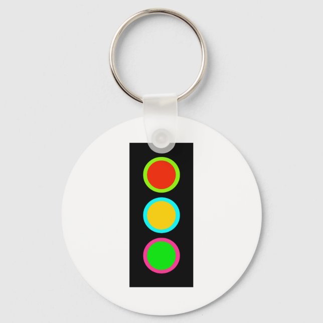 Traffic Signal Stop-Caution-Go Mod Stop Light Fun Keychain (Front)