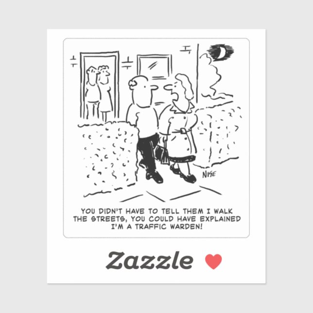Traffic Warden Wife Cartoon. Sticker (Sheet)