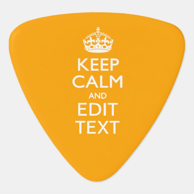Traffic Yellow Background Keep Calm And Your Text Guitar Pick (Front)