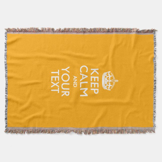 Traffic Yellow Background Keep Calm And Your Text Throw Blanket (Front)