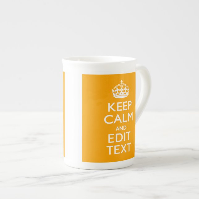 Traffic Yellow Decor Keep Calm And Your Text Bone China Mug (Front Right)