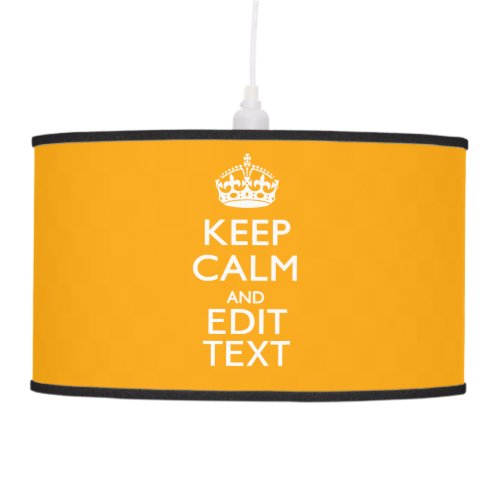 Traffic Yellow Decor Keep Calm And Your Text Hanging Lamp