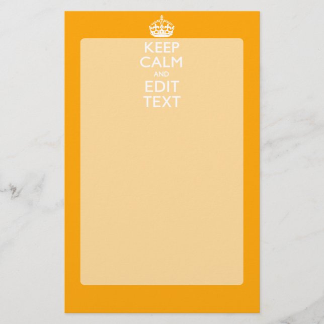 Traffic Yellow Decor Keep Calm And Your Text Stationery (Front)