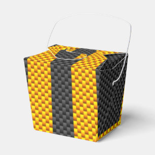 Traffic Yellow Racing Stripes Carbon Fiber Style Favor Boxes