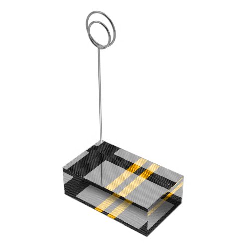 Traffic Yellow Racing Stripes Carbon Fiber Style Table Number Holder