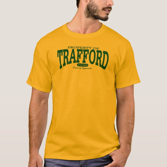 Trafford Sqrls Grn w/engrish T-Shirt (Front)